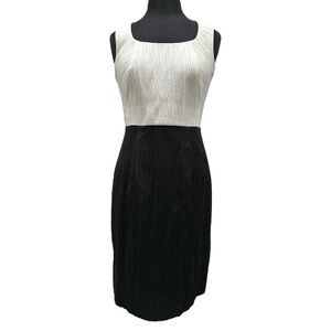 Kay Unger Black And White Textured Sheath Dress Sz 6